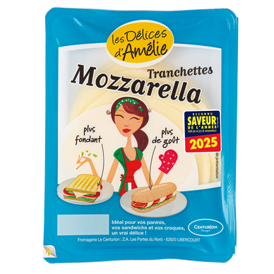 Tranches de mozzarella lait pasteurisé 22%MG DELICES D'AMELIE 150g