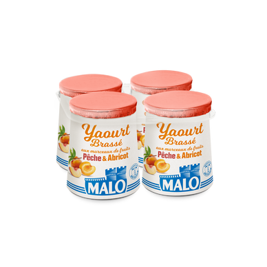 Yaourt aux fruits pêche abricot LAITERIE ST MALO 4x125g