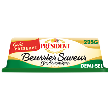 Beurrier demi-sel pasteurisé 80%mg PRESIDENT 225g
