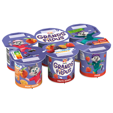 Grand filous fraise fruits rouges pêche passion YOPLAIT 6x100G