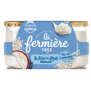 Riz au lait nature LA FERMIERE - 2 pots de 160g