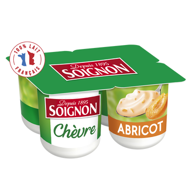 Yaourts brassés au lait de chèvre abricot SOIGNON  - 4 pots de 125g