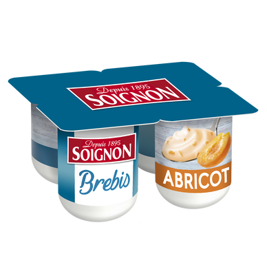 Yaourts brassés au lait de brebis abricot SOIGNON - 4 pots de 110g