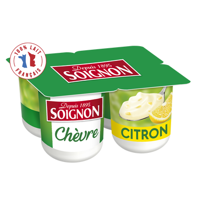 Yaourts brassés au lait de chèvre citron SOIGNON  - 4 pots de 125g