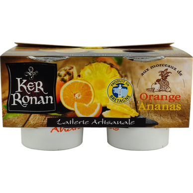 Yaourt au lait entier orange/ananas KER RONAN - 4x125g