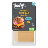Tranches saveur cheddar préparation alimentaire à base d'huile de noixde coco, 23%mg VIOLIFE 200g