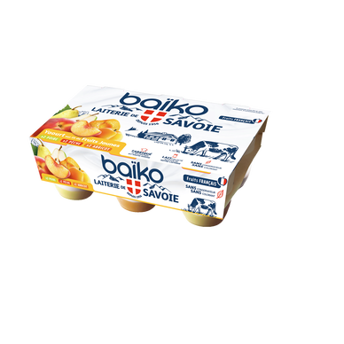 Yaourts au lait entier aux fruits jaunes BAIKO, 6x125g