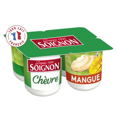 Yaourt brassé au lait de chèvre et mangue 4X125G Soignon