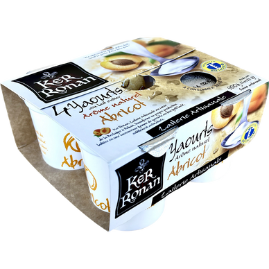 Yaourt étuvé lait entier arôme naturel abricot KER RONAN 4x125g
