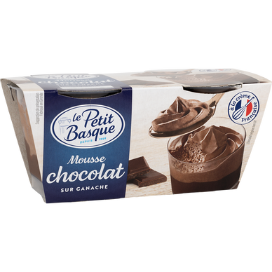 Mousse chocolat sur ganache 32%MG LE PETIT BASQUE 2x88g