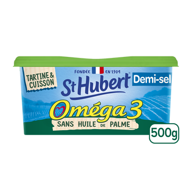 Matière grasse à tartiner et à cuire allégée OMEGA 3 demi-sel 51% dematière grasse ST HUBERT, 500g