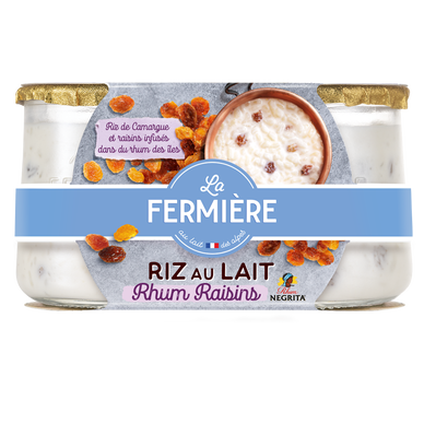Riz au lait rhum raisins LA FERMIERE - 2 pots de 160g