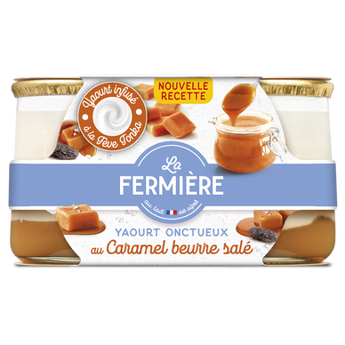 Yaourts brassés sur lit de caramel LA FERMIERE - 2 pots de 160g