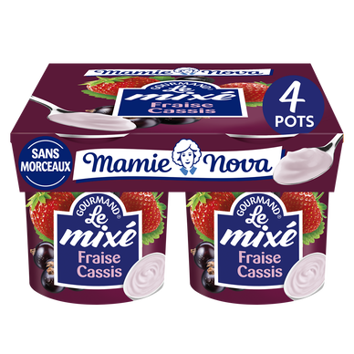 Yaourt mixés gourmand fraise cassis MAMIE NOVA 4x135g