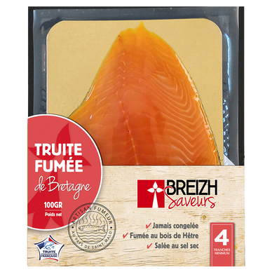 Truite de Bretagne fumée BREIZH SAV.4tranches 100g pack recyclable