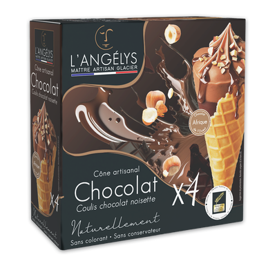 Cône crème glacée chocolat coulis chocolat L'ANGELYS 280g