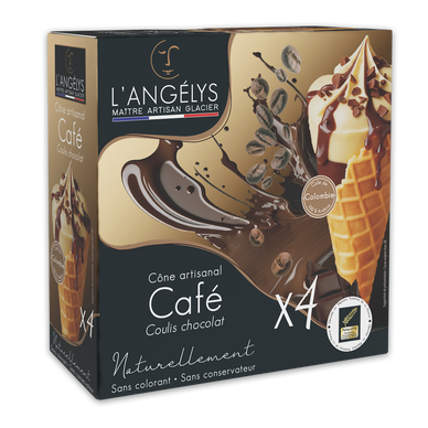 Cône crème glacée café coulis chocolat L'ANGELYS 280g