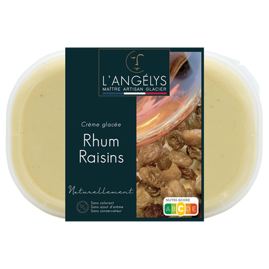 Crème glacée au rhum raisins L'ANGELYS, 500g