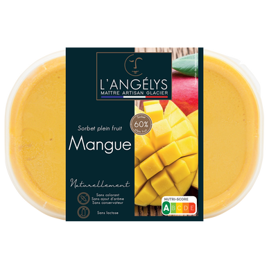 Sorbet plein fruit mangue L'ANGELYS 500g