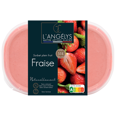 Sorbet plein fruit fraise L'ANGELYS 500g