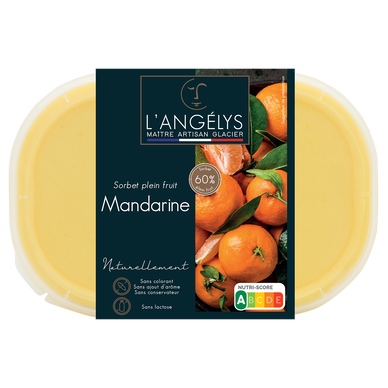 Sorbet plein fruit mandarine L'ANGELYS 500g