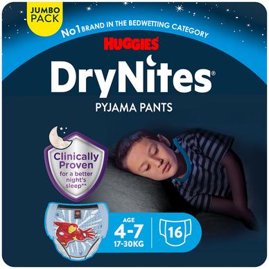 Sous-vêtements de nuit drynites garçons HUGGIES 17/30 Kg(4-7 ans)x16