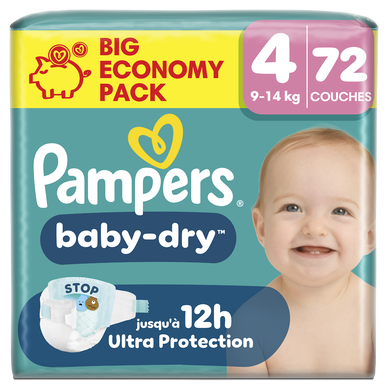 Couches PAMPERS Baby-Dry taille 4 9kg-14kg X72