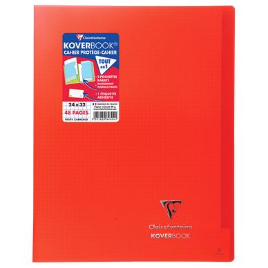 Cahier piqûre 24x32cm 48p 5x5 rouge - KOVERBOOK
