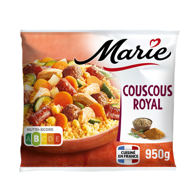 Plat cuisiné Couscous Royal Merguez Poulet Boeuf MARIE 950g