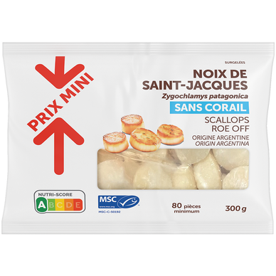 Noix Saint Jacques sans corail MSC PRIX MINI 300g