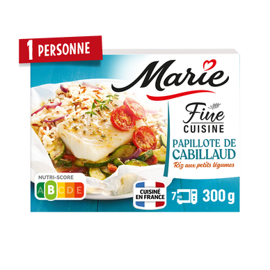 Plat cuisiné Papillote de Cabillaud Riz MARIE 300g