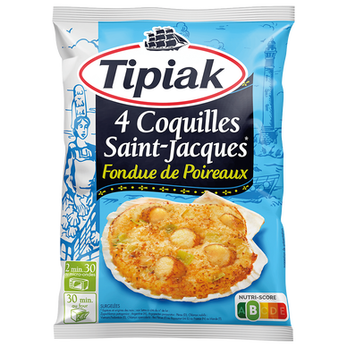 Coquilles St Jacques fondue de poireaux TIPIAK, 4x90g soit 360g