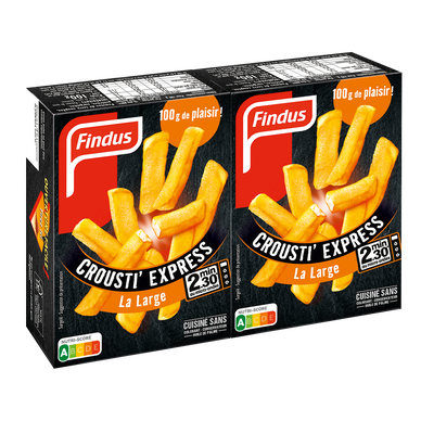 Frites coupés large crousti express FINDUS, 2x100g, micro-ondes