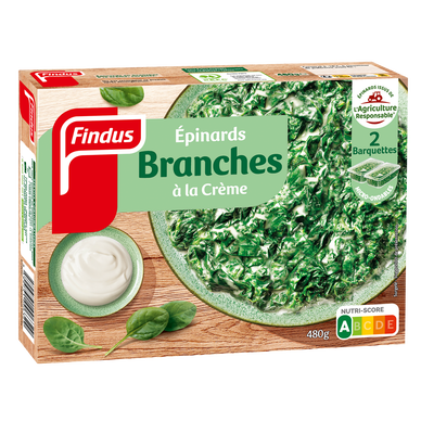 Epinards en branches à la crème fraiche FINDUS, 2x240g