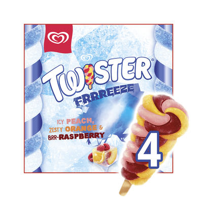 Twister glace pomme-framboise, orange & pêche MIKO x4 288g