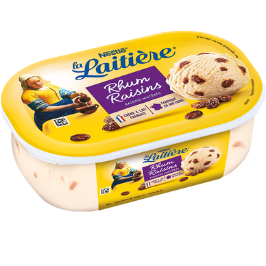 Crème glacée rhum raisins macéré LA LAITIÈRE Bac 490G