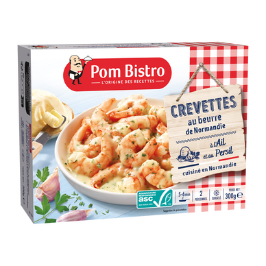 Crevettes cuisinées au beurre ail&persil POM BISTRO 300g