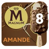 Glace en bâtonnet à la vanille et aux amandes MAGNUM x8 soit 600g