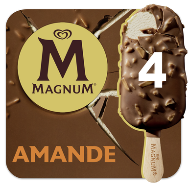 Glace en bâtonnet aux amandes MAGNUM x4 soit 300g