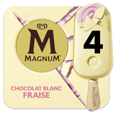 Bâtonnets glacés à la fraise et enrobage au chocolat blanc MAGNUM x4324g