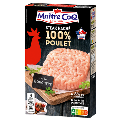 Etui 4 steak haché 100% poulet surgelé MAITRE COQ, 400g