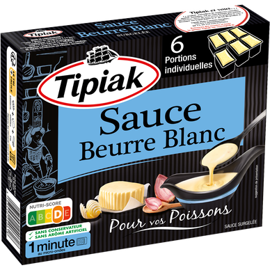 Sauce au beurre blanc TIPIAK, 6 portions individuelles de 50g soit 300g