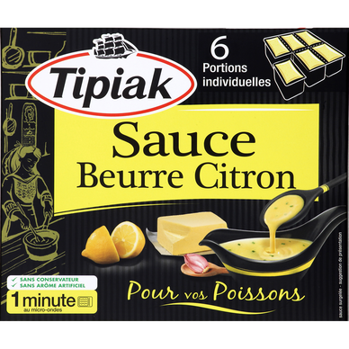 Sauce au beurre citron TIPIAK, 6 portions individuelles de 50g soit 300g