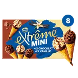 Minis Cônes glacés vanille + chocolat EXTREME x8 312g