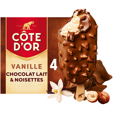 Bâtonnets glacés COTE d'OR vanille noisette x4 260g