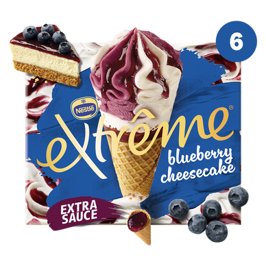 Cônes myrtille cheesecake EXTREME x6 456g
