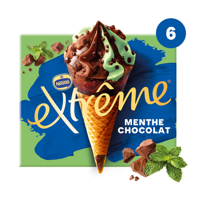 Cônes glacés menthe chocolat EXTREME x6 426g