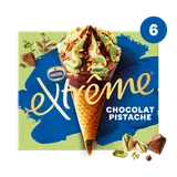 Cônes glacés pistache chocolat EXTREME X6 426g