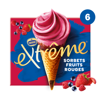Cônes sorbet fruits rouges EXTREME x6 438g