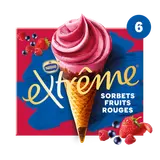 Cônes sorbet fruits rouges EXTREME x6 438g